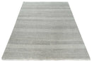 Hand Knotted 8x10 Modern Geometric Trellis Scandinavian Charcoal, Silver and Ivory Wool Area Rug