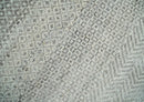 Hand Knotted 8x10 Modern Geometric Trellis Scandinavian Charcoal, Silver and Ivory Wool Area Rug