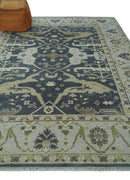 Hand Knotted 8x10 Oriental Oushak Charcoal, Ivory and Beige Wool Area Rug by The Rug Decor