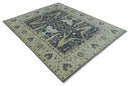 Hand Knotted 8x10 Oriental Oushak Charcoal, Ivory and Beige Wool Area Rug by The Rug Decor