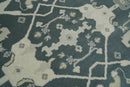 Hand Knotted 8x10 Oriental Oushak Teal and Beige Wool Area Rug