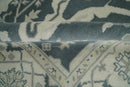 Teal and Ivory Hand Knotted Wool Area Rug 8x10 - Oriental Oushak