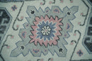 Hand Knotted Wool Area Rug - Traditional Ivory Charcoal Silver Blue by The Rug Decor