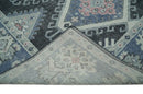 Custom Made Ivory, Charcoal, Silver and Blue Traditional Hand knotted wool Area Rug
