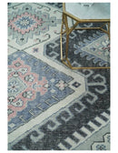 Hand Knotted Wool Area Rug - Traditional Ivory Charcoal Silver Blue by The Rug Decor