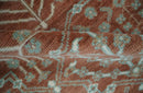 Hand knotted 8x10 Rust and Aqua Floral wool Area Rug by The Rug Decor