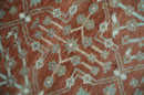 Hand knotted 8x10 Rust and Aqua Floral wool Area Rug by The Rug Decor
