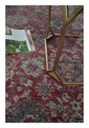 Vintage Hand Knotted 8x10 Traditional Oxidized Textured Low Pile Wool Rug | TRD2122810