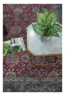 Vintage Hand Knotted 8x10 Traditional Oxidized Textured Low Pile Wool Rug | TRD2122810