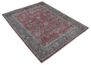 Vintage Hand Knotted 8x10 Traditional Oxidized Textured Low Pile Wool Rug | TRD2122810