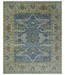 Hand Knotted 8x10 Vintage style Oriental Oushak Gray, Silver and Beige Wool Area Rug