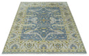 Hand Knotted 8x10 Vintage style Oriental Oushak Gray, Silver and Beige Wool Area Rug
