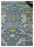 Hand Knotted 8x10 Vintage style Oriental Oushak Gray, Silver and Beige Wool Area Rug