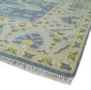 Hand Knotted 8x10 Vintage style Oriental Oushak Gray, Silver and Beige Wool Area Rug