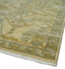 Hand Knotted 8x8 Oriental Oushak Ivory, Beige and Gray Wool Area Rug by The Rug Decor