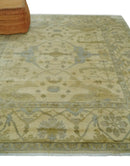 Hand Knotted 8x8 Oriental Oushak Ivory, Beige and Gray Wool Area Rug by The Rug Decor