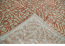 Hand knotted 9.4x12 Rust and Aqua Floral Tree wool Area Rug by The Rug Decor