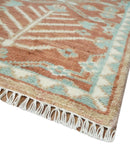Hand knotted 9.4x12 Rust and Aqua Floral Tree wool Area Rug by The Rug Decor