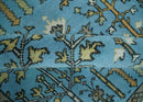 Hand Knotted 9x12 Aqua, Ivory and Beige Traditional Turkish Design Wool Rug by The Rug Decor