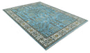 Hand Knotted 9x12 Aqua, Ivory and Beige Traditional Turkish Design Wool Rug by The Rug Decor