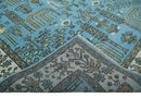 Hand Knotted 9x12 Aqua, Ivory and Beige Traditional Turkish Design Wool Rug by The Rug Decor