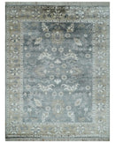 Hand Knotted 9x12 Charcoal, Ivory and Beige Antique Floral Traditional Bamboo Silk Area Rug