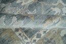 Hand Knotted 9x12 Charcoal, Ivory and Beige Antique Floral Traditional Bamboo Silk Area Rug