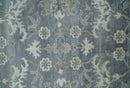 Hand Knotted 9x12 Charcoal, Ivory and Beige Antique Floral Traditional Bamboo Silk Area Rug