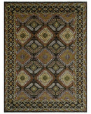 Hand Knotted 9x12 Olive, Gold, Black and Brown Oriental Traditional Wool Area Rug by The Rug Decor