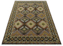 Hand Knotted 9x12 Olive, Gold, Black and Brown Oriental Traditional Wool Area Rug by The Rug Decor