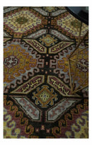 Hand Knotted 9x12 Olive, Gold, Black and Brown Oriental Traditional Wool Area Rug by The Rug Decor