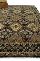 Hand Knotted 9x12 Olive, Gold, Black and Brown Oriental Traditional Wool Area Rug by The Rug Decor