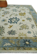 Hand Knotted 9x12 Ivory, Silver and Beige Traditional Style Oushak Wool Rug by The Rug Decor