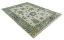 Hand Knotted 9x12 Ivory, Silver and Beige Traditional Style Oushak Wool Rug by The Rug Decor