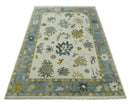 Hand Knotted 9x12 Ivory, Silver and Beige Traditional Style Oushak Wool Rug by The Rug Decor