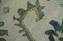 Hand Knotted 9x12 Ivory, Silver and Beige Traditional Style Oushak Wool Rug by The Rug Decor