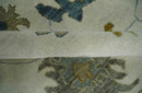 Hand Knotted 9x12 Ivory, Silver and Beige Traditional Style Oushak Wool Rug by The Rug Decor