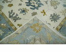 Hand Knotted 9x12 Ivory, Silver and Beige Traditional Style Oushak Wool Rug by The Rug Decor