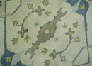 Hand Knotted 9x12 Oriental Oushak Beige and Blue Wool Area Rug, Living Room Rug | TRDCP1093912 by The Rug Decor