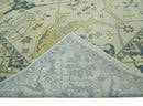 Hand Knotted 9x12 Oriental Oushak Beige and Blue Wool Area Rug, Living Room Rug | TRDCP1093912 by The Rug Decor