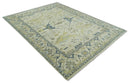 Hand Knotted 9x12 Oriental Oushak Beige and Blue Wool Area Rug, Living Room Rug | TRDCP1093912 by The Rug Decor
