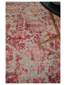 Hand Knotted 9x12 Pink and Silver Modern Persian Abstract Bamboo Silk and Wool Area Rug | TRD2061912