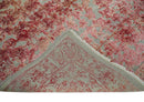 Hand Knotted 9x12 Pink and Silver Modern Persian Abstract Bamboo Silk and Wool Area Rug | TRD2061912