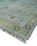 Hand Knotted 9x12 Silver and Beige Antique Finish Oushak Turkish Style Wool Area Rug | TRDCP1092912 by The Rug Decor