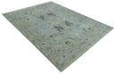 Hand Knotted 9x12 Silver and Beige Antique Finish Oushak Turkish Style Wool Area Rug | TRDCP1092912 by The Rug Decor