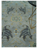 Hand Knotted 9x12 Silver and Beige Antique Finish Oushak Turkish Style Wool Area Rug | TRDCP1092912 by The Rug Decor