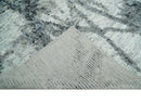 Hand Knotted Blended Wool Modern Abstract Area Rug in Ivory Silver Charcoal Tones by The Rug Decor