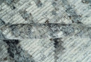 Hand Knotted Blended Wool Modern Abstract Area Rug in Ivory Silver Charcoal Tones by The Rug Decor
