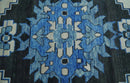 Wool Area Rug Blue Black and Ivory Hand Knotted Heriz Serapi by The Rug Decor
