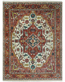 Rust and Ivory Traditional Medallion Area Rug - Hand Knotted Wool by The Rug Decor